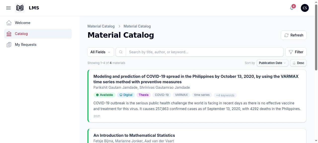 Library Management System interface preview
